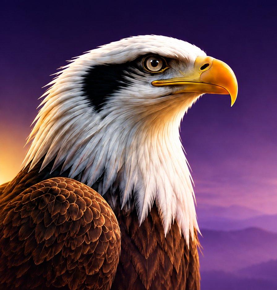 Bald eagle at dusk — the MHWS emblem of focus and ambition